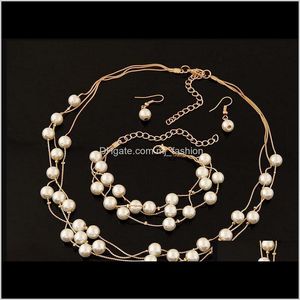 Armband, Schmuckstylische Perle Halskette Armband Ohrringe Schmuck Sets Multilayer Quaste Gold Sier Damen Weihnachtsgeschenk 1990 Drop Lieferung 2021