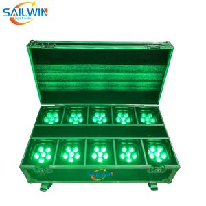 Wireless LED Uplight Stage Lighting with Smart Phone Control, 6X18W Battery Powered, 10in1 Charging Flight Case