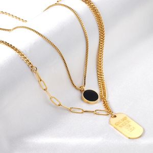 Anhänger Halsketten Zwei Schicht Doppel Kragen Brief Für Frauen/Männer Edelstahl Mode Party Schmuck Mix Ketten Collier Femme