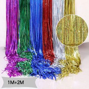 1m x 2m Weihnachten Party Dekoration Hintergrund Verdicken Vorhänge Laser Gold Lametta Fringe Folie Vorhang Geburtstag Hochzeit Wand dekor