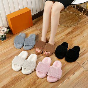 High quality womens wool slippers sandals luxury designer fashion brand spring and autumn winter flat bottom letters outdoor indoor open toe insulation size 35-41