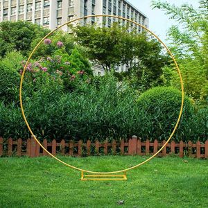 Party Decoration 2.4M Large Size Metal Round Balloon Wedding Arch For Birthday Po Background Gold White