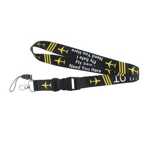 10pcs/lot J1649 Lanyard Fly Safe I Need You Here pilot pattern for Phones USB Keys Keychains ID Name Tag Badge Holders