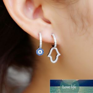 Unique design turkish hamsa hand Stud Earring pave thiy CZ lucky eye cute Girl women danity earrings Fashion Jewel Factory price expert design Quality Latest