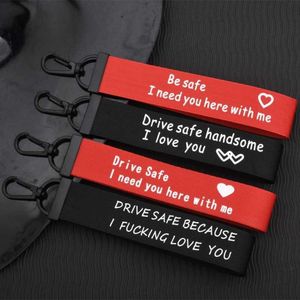 Drive Safe I Need You Here With Me Ribbon Keychain for Dad Boyfriend Husband New Driver Jewelry Gift G1019