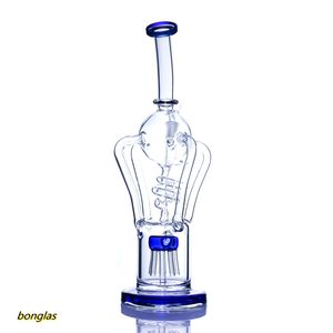 Octopus style oil rig recycler glass bong tall and thick water bong with 14mm glass bowl for smoke