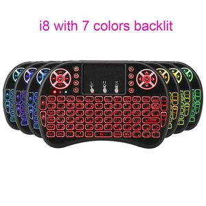 Teclados sem fio mini i8 teclado retroiluminado controle remoto para TV PC Air Mouse Android Box 2.4g com Touch Pad