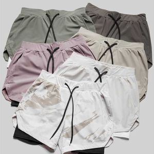 Herren Doppel-Sportshorts Fitness Zwei-in-Eins-Jogging-Übung Atmungsaktive Sommer-Freizeit-Reithose Outdoor-Strandhose X0705