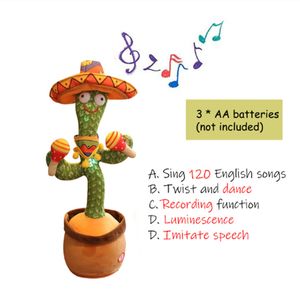 NEU Tanzendes Kaktusspielzeug Sprechen Sie elektronisch, drehen Sie den singenden Tänzer und sprechen Sie Neuheit Lustige Musik Leuchtende Geschenke