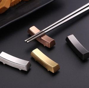 100st 4 färg kinesisk chopstick vila traditionell oregelbunden kvadrat 304 rostfritt stål ätpinnar hållare rack ram kök verktyg sn5899
