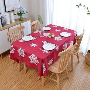 Tafelkast kerst rood geborduurde sneeuwvlok tafelkleed katoenen linnen cover loper Jaar thuisdecor Xmas