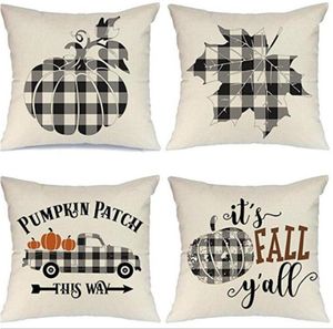 Halloween Poszewka na Poszewka dyniowa Sofa Rzut Poszewka Poszewka Printed Pillow Cover Plaid Pillow Case Pokrywa Poszewka na Poszewka na Biuro Samochodowe Wystrój Domu Dap240