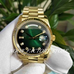 Mężczyźni Rozmiar Zegarek Super BP Fabryka 128238 Bransoletka ze stali nierdzewnej Green Diamond Dial 36mm Cal.2813 Automatyczny ruch Dual Data Sapphire Szkło Dive Pudełko