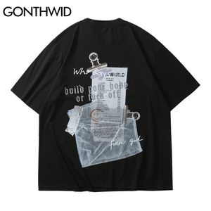 T-Shirts Hip Hop Creative Bill Print Punk Rock Gothic Tshirts Streetwear Fashion Casual Cotton Short Sleeve Tees Tops 210602