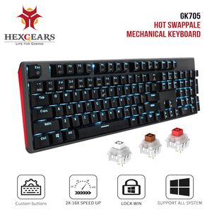Hexgears gk705 104 chaves à prova d 'água kailh caixa interruptor hot swap lol mecânico jogo teclado