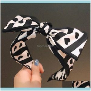 Jewelry Korean Designer Letters Print Wide Edge Headbands Fashion Charm Women Wave Point Flowers Pattern Hair Hoop Girls Simple Styles Bowkn