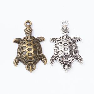 Wholesale turtle necklace charms resale online - 40pcs MM silver color turtle charms vintage bronze turtoise pendant for necklace bracelet earring diy jewelry making