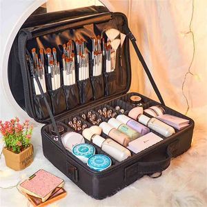 Cosmetic Storage Box Large Capacity Makeup Organizer Women Travel Nail Tattoo Beauty Bag Multi-layer Clapboard es 210922