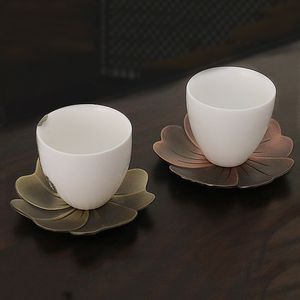 Multi Styles Coffee Tea Set Drinkware Accessories Handmade Copper Cup Tin Coppers Saucer Coaster Creative Heat-resistant Coasters