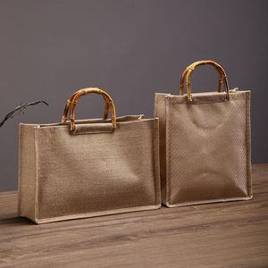 Linen Jute Bag Cloth Tote Simple Hand painted Travel Burlap Sack Student Shoulder Bags