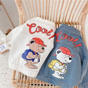 Spring Kids Denim Jackets Koreanska Stil Boys Tjejer Tecknade Casual Coats 211011