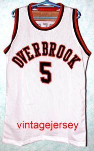 WILT CHAMBERLAIN #5 OVERBROOK HIGH SCHOOL WHITE Maglie da basket con ricami retrò Personalizza qualsiasi numero di taglia