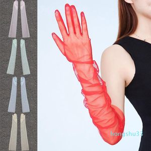 Summer Women Ultra-thin Sunscreen Driving Glove Hallowe 70cm Sexy Lace Gloves mesh yarn Long Full Finger Touch Screen Gloves1