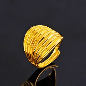 Dames overdreven brede 24 k vergulde band ringen JSGR020 mode bruiloft gift vrouwen geel goud plaat sieraden ring