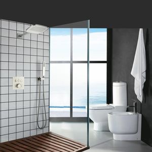 Banyo Duş Setleri Fırçalanmış Nikel Push Button Yağış Termostatik Şelale Bataryası El ile Set