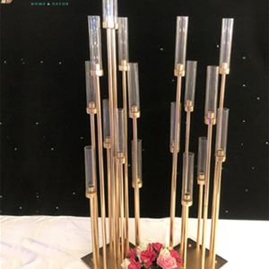 Imuwen 10pcs metall ljushållare ljusstake blomma vas bröllopsbordet centerpiece candelabra pillar stå väg ledande fest dekor 210722