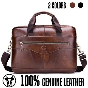 Handbag for Men Briefcase Genuine Leather Shoulder Bag Laptop s Business Travel Messenger Crossbody Tote File Pocket 210907