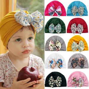 European and American printed bow children's cap Baby comfort Indian hat headband hat flower headwraps