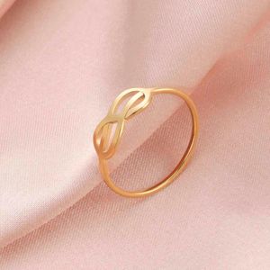 Lucktune Infinite Love Anelli per donna Uomo Acciaio inossidabile Nastro Colore oro Semplice ed elegante Anello Gioielli per fidanzamento matrimonio G1125