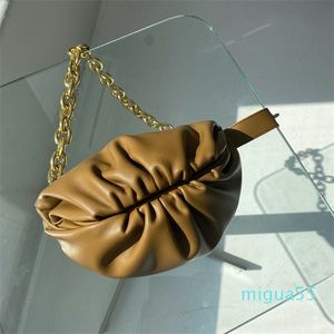 Облачная цепь женская пельмени морщинистая кожа по одному плечу диагональная талия сумка мода грудь b тканый крошечный дизайнерская сумочка