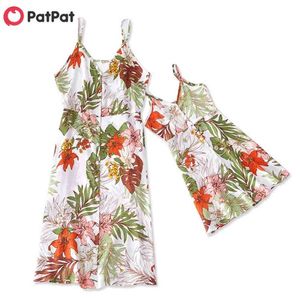 Summer Floral V-Neck Matching Dresses sleeveless Outfits Mommy and Me 210528