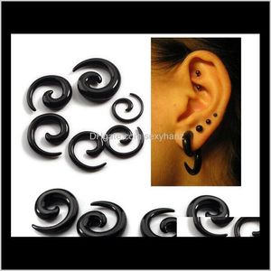 Altre consegne a goccia 2021 Espansori a spirale acrilici TOPER NERI 100pcs/Lot Fashion Body Piercing Gioielli da 2-20 mm Tappi per le orecchie i7ciy