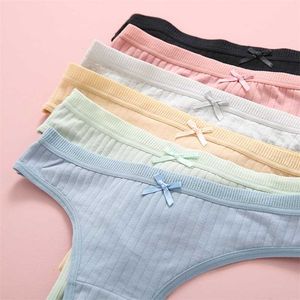 7 Pcs/set Sexy Women's G-String Cotton Thong Panties for Women Briefs Underwear Intimate Lingerie Ladies T-back Drop 211222