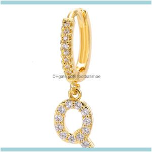 Charme Jewelryzircon 26 micro incrustado inglesa inglês letras de ouro brincos de jóias gota entrega 2021 1JKWB