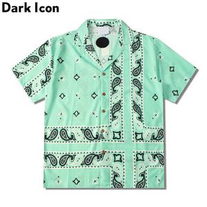 Bandana Polo Shirt Men Summer Turn-down Collar Men's Hawaiian Shirt Vintage Street Blouse Man Women 210603