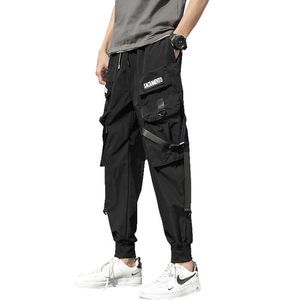 Mężczyźni Spodnie Multi Kieszenie Cargo Casual Joggers Harajuku Streetwear Hip Hop Spodnie Y0927