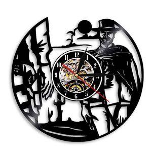 壁掛け時計野生の西の夕日のカウボーイモダンなデザイン西ロデオスレコード時計LED輝くぶら下がっている腕時計Reloj Pared