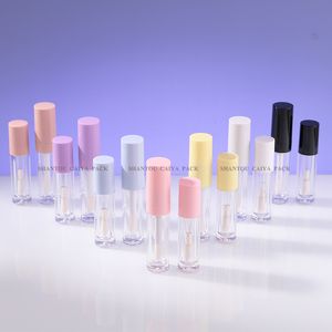 5ml cute travel sample containers big wand pink white black green purple empty lipstick container round clear lip gloss tubes liptint balm packaging