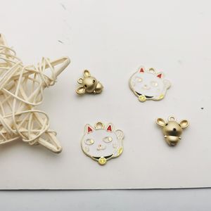 10pcs Cat &Mouse Metal Enamel Charms Pendants 3D Gold Rat Fit Bracelets Earrings Necklace DIY Jewelry Accessories