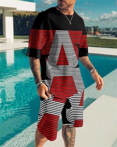 2021 Yaz Kısa Kollu Şort Takım Elbise Erkek Ve Kadın 3D Mektubu Dijital Baskı T-shirt erkek Iki Parçalı Takım X0909