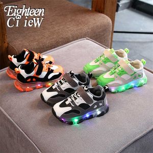 Размер 21-30 Светящиеся кроссовки для детей Мальчики Обувь с светящимися подошвами светодиодные девушки девочки 220115