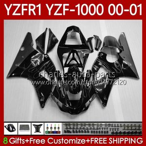 Fairings de OEM para Yamaha YZF-R1 YZF1000 YZF R1 1000 CC YZFR1 00 01 02 03 Bodywork 83No.99 Grey Chamas YZF R1 1000CC 2000 2001 2002 2003 YZF-1000 00-03 Kit de corpo da motocicleta