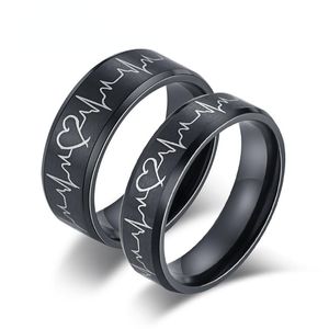 結婚指輪ファッションカップルリングブラックマットECGの婚約ジュエリーギフト