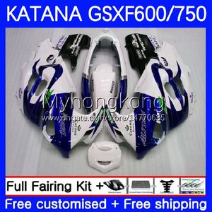 Suzuki Katana Kaporta Mavi toptan satış-Suzuki Katana için Vücut GSXF750 GSXF600 GSXF CC NO CC Mavi Beyaz cc GSX600F GSXF GSX750F OEM PERSERING