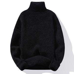 Sweater Mens Cor Sólida Cor de Turtleneck Sweater Homens de malha de truques de inverno Mens de malha camisola Causal Pullovers homem roupas 211221