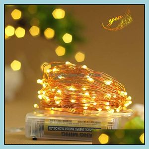 Dekoracje świąteczne Świąteczne Dostawy Home Garden10M 100 Miedziany Drut Operowany LED String Fairy Lights Model baterii na wesele XMA